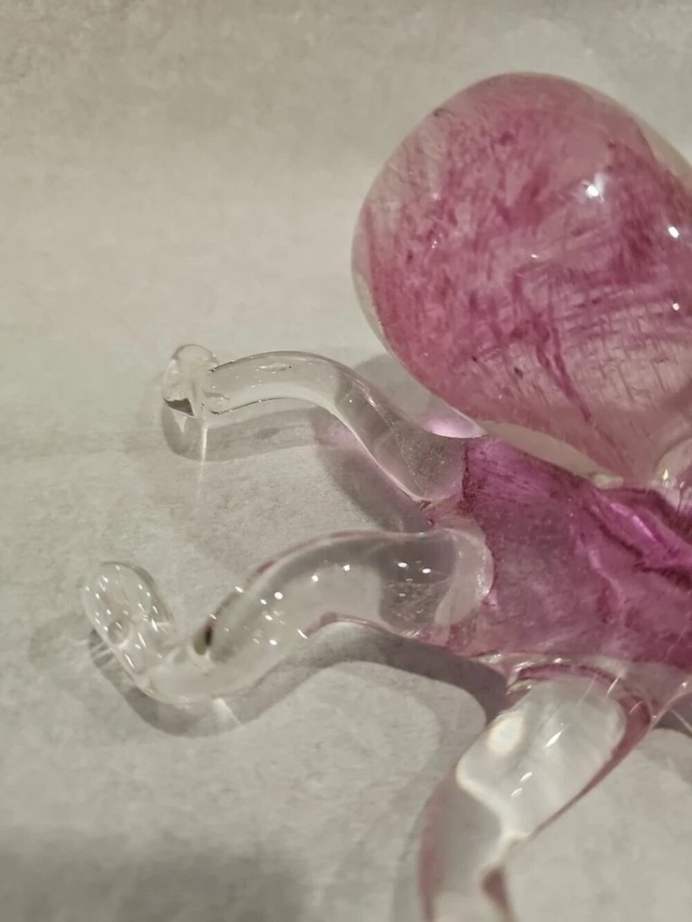 Murano Style Handblown Art Glass Octopus Paperweight Figurine Pink Clear Large - Picture 7 of 10
